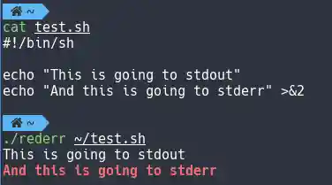 Screenshot of rederr in action