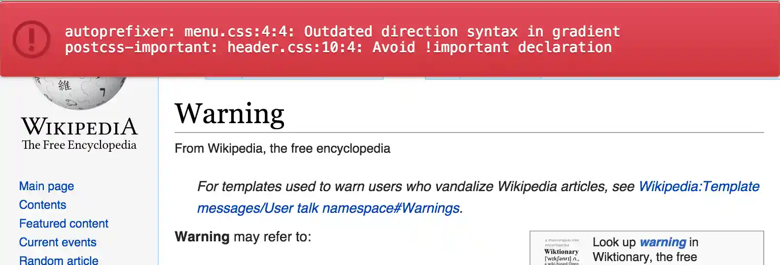 PostCSS Browser Reporter example