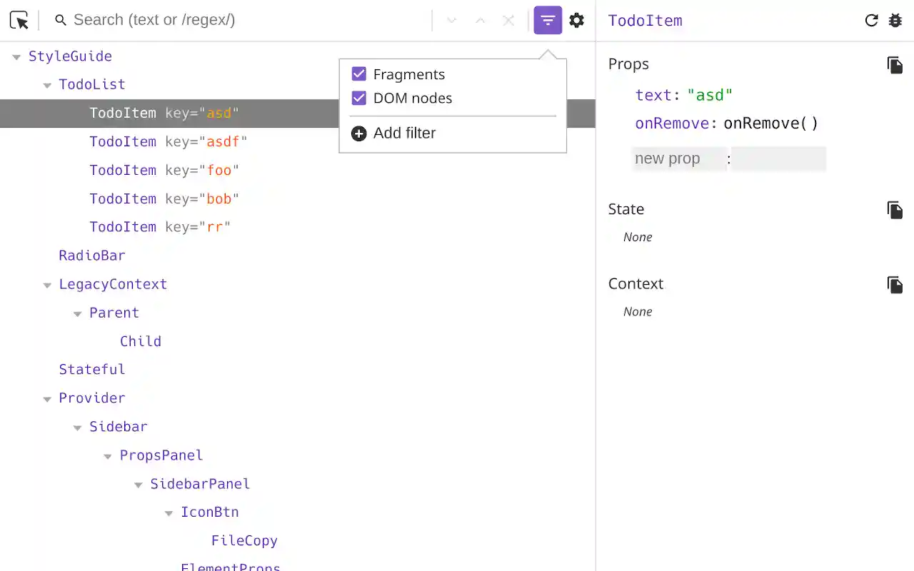 Screenshot of Preact devtools
