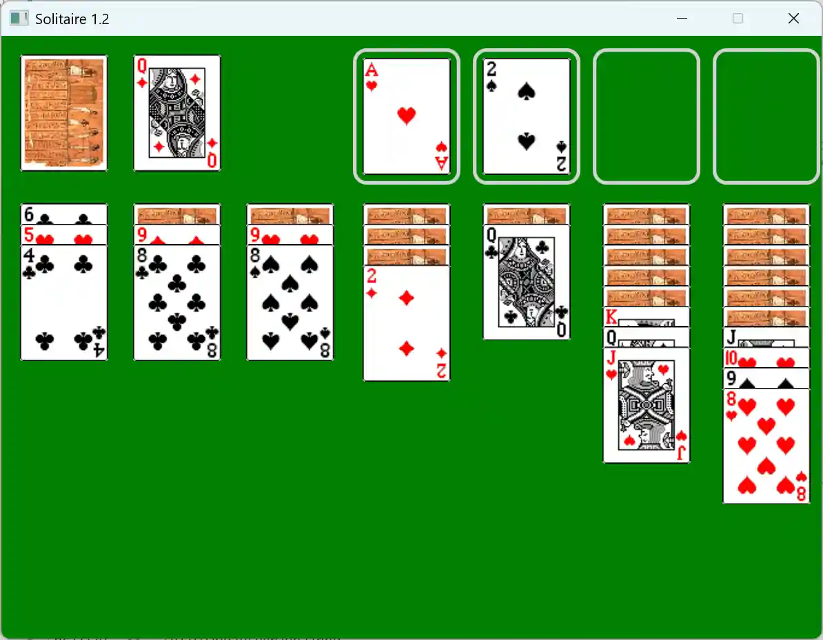 Screenshot of the Solitaire application