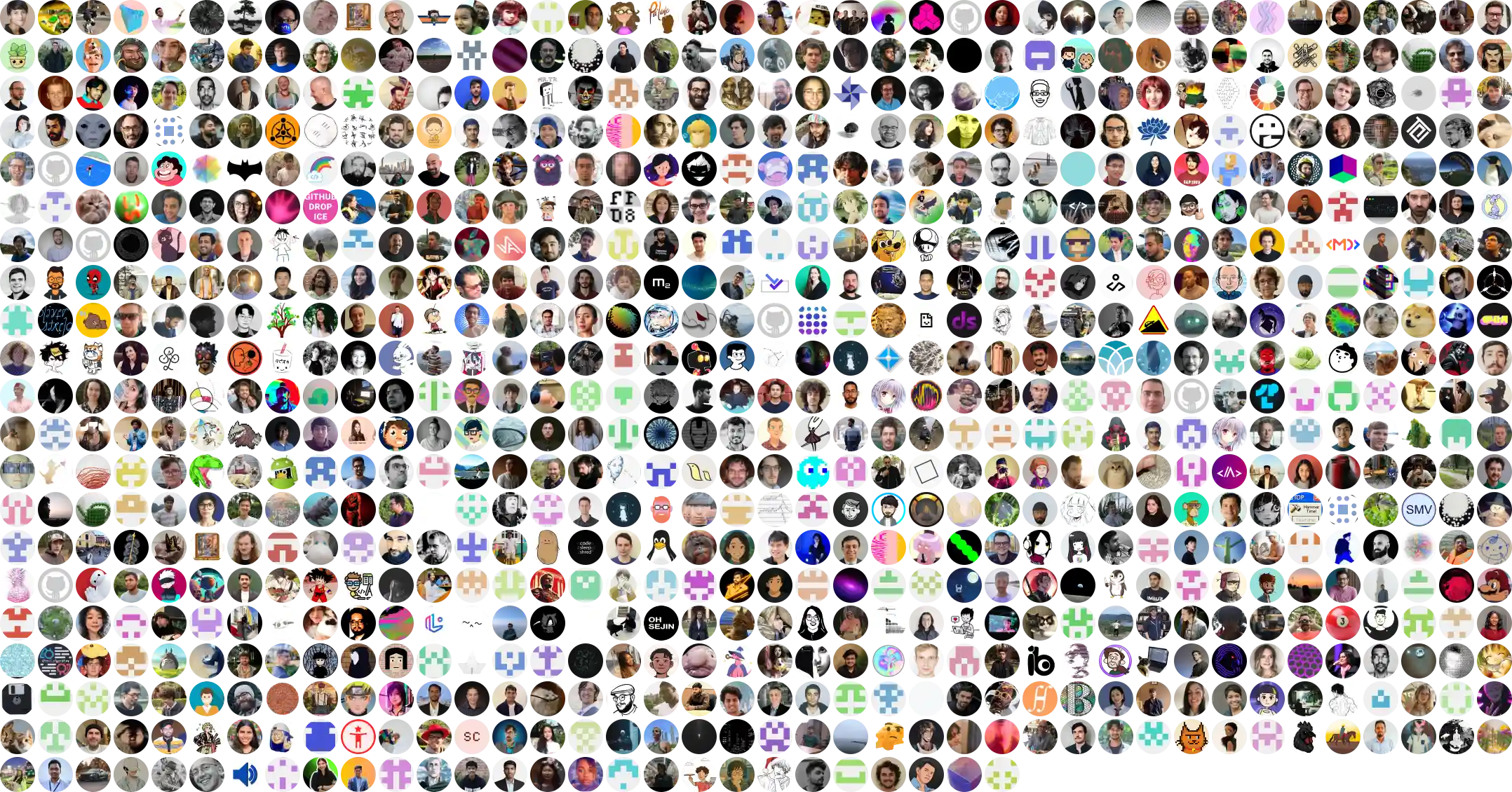 Grid of avatars representing contributors to the p5.js project