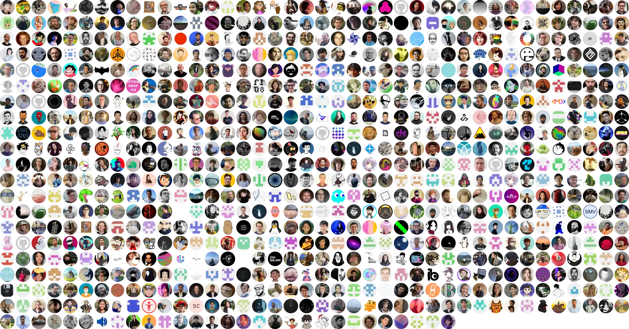 Grid of avatars representing contributors to the p5.js project