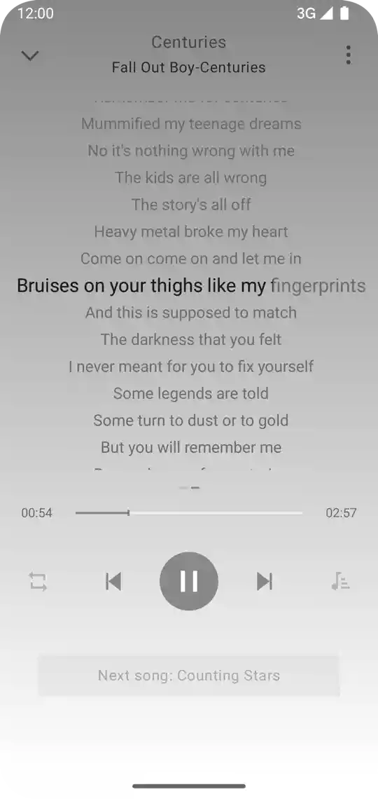 Playing Lyric Screen