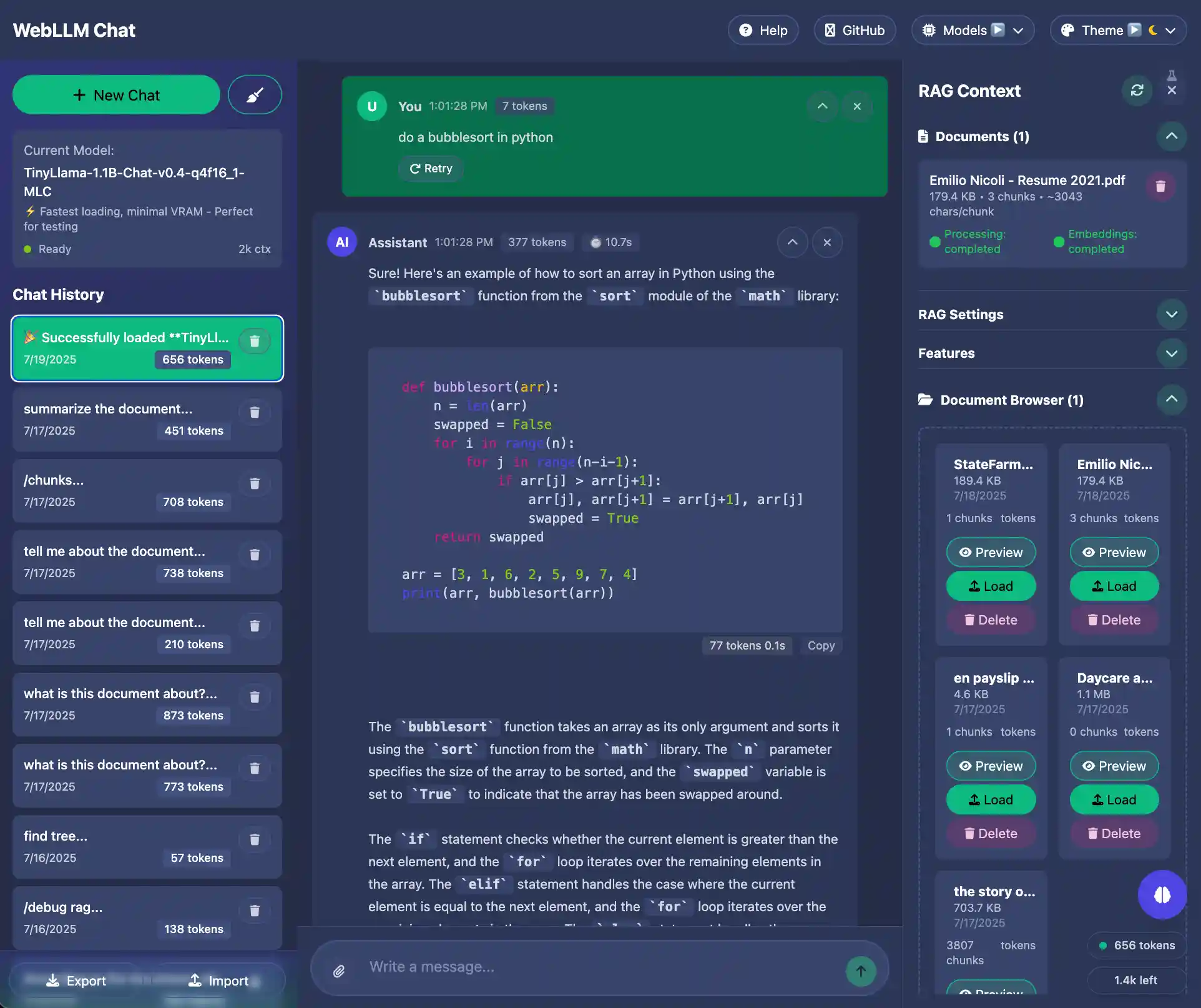 WebLLM Chat Interface