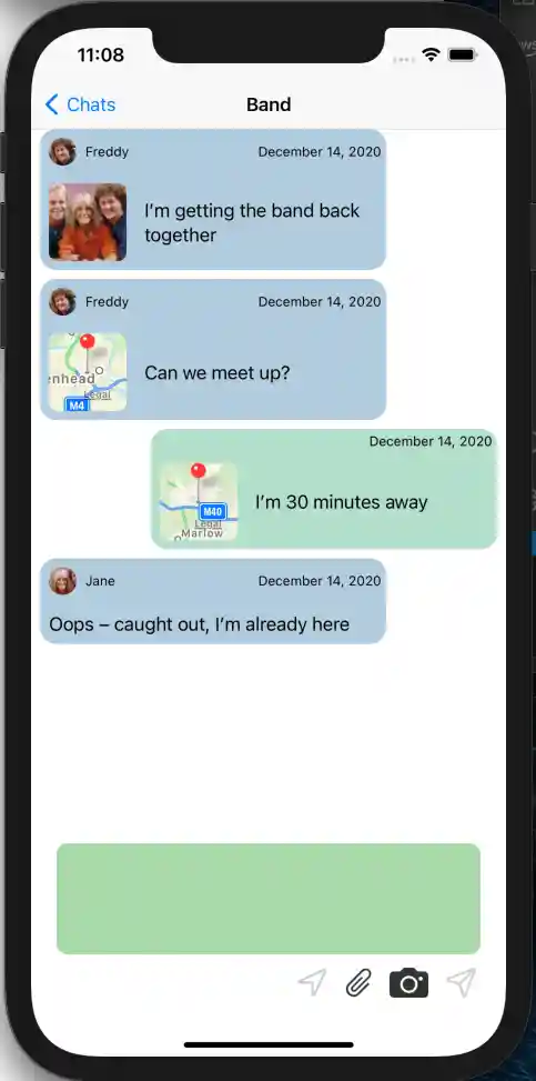 Screenshot of a chatroom with messages