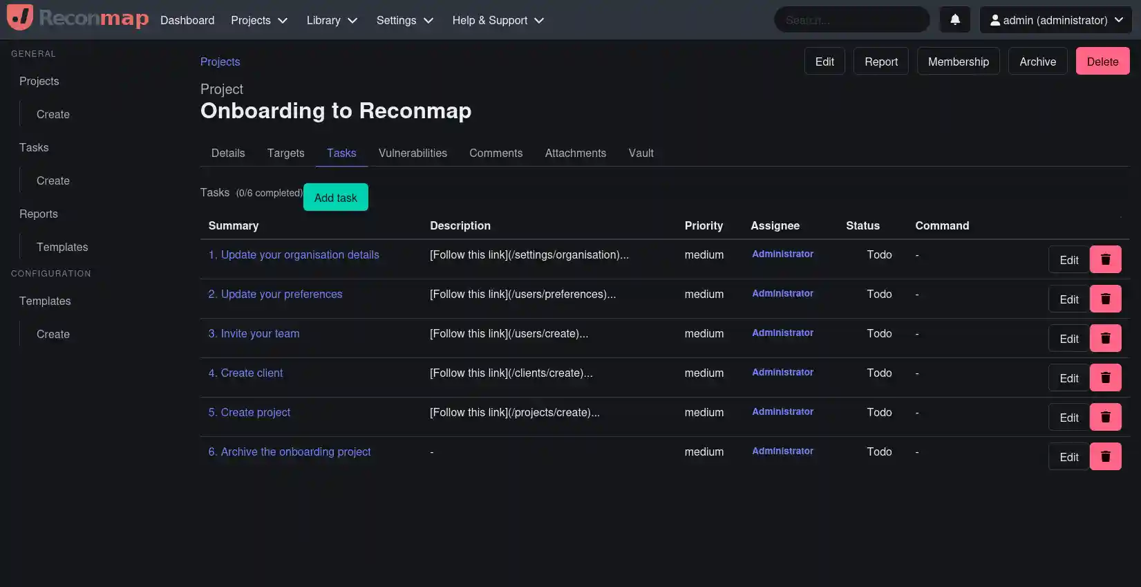 Reconmap's screenshot