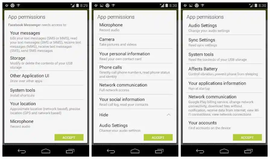 Facebook permissions