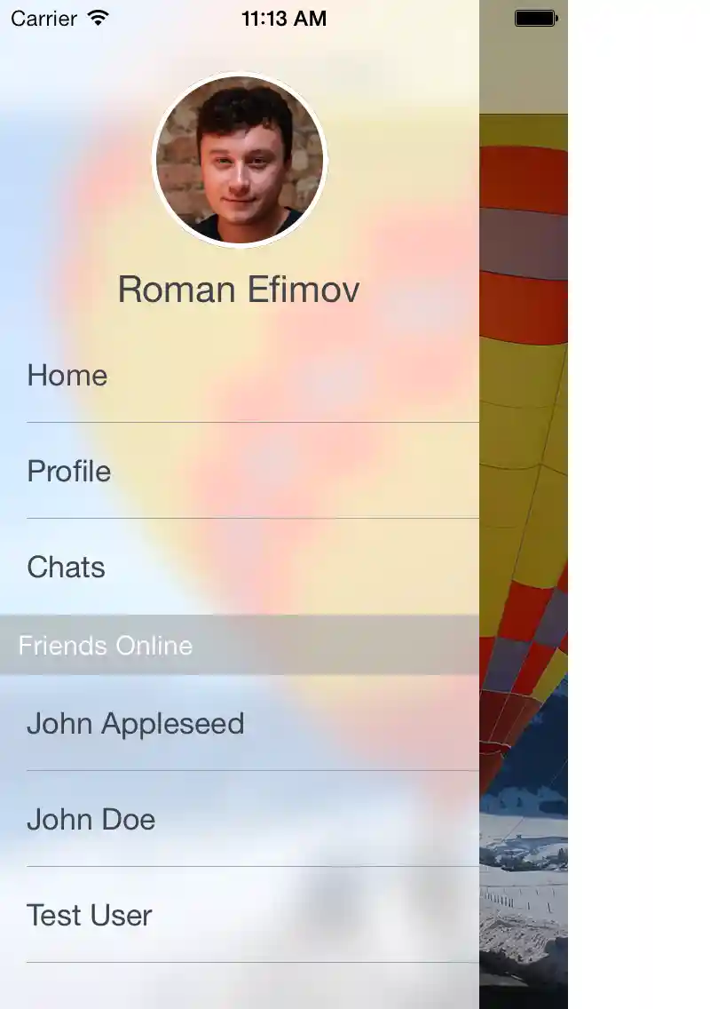 REFrostedViewController Screenshot