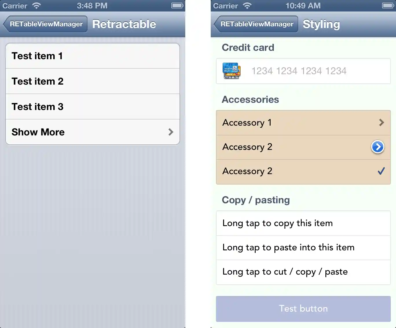 RETableViewManager Screenshot
