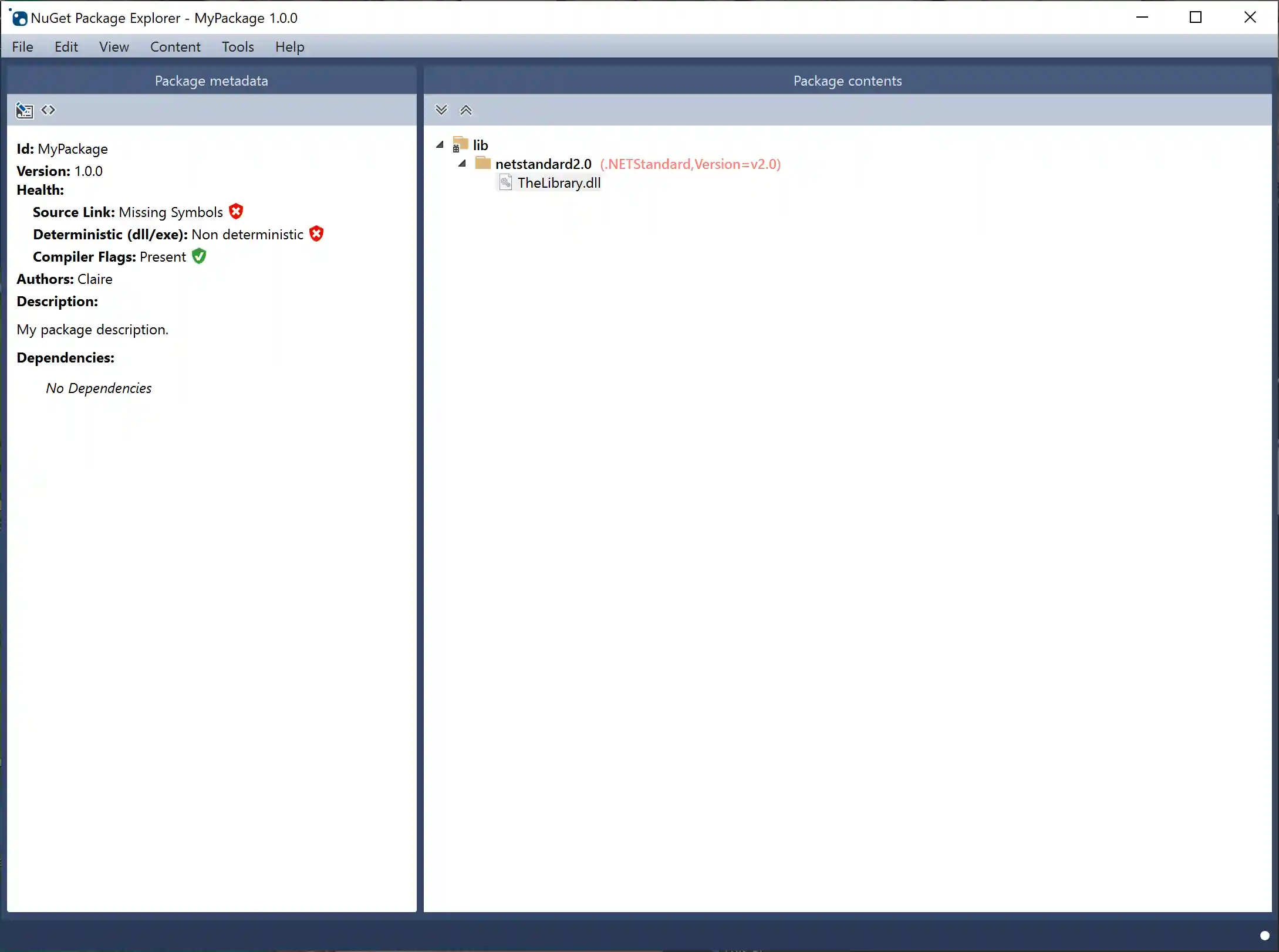 The package's lib folder with added content
