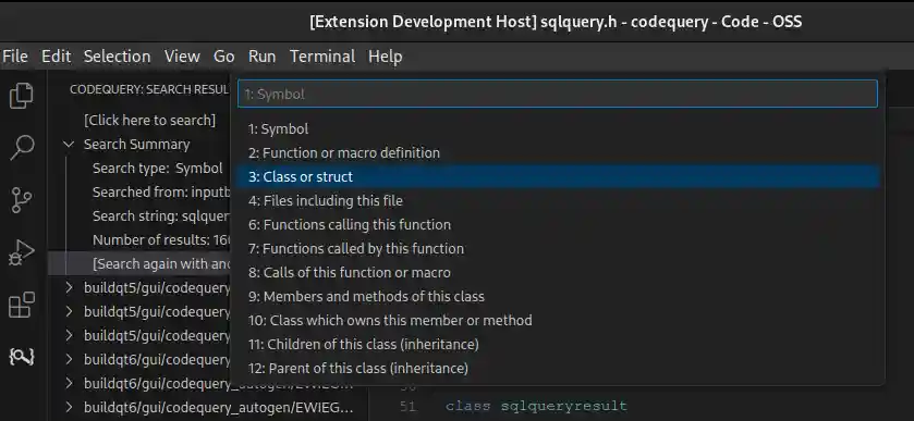 Search type selection