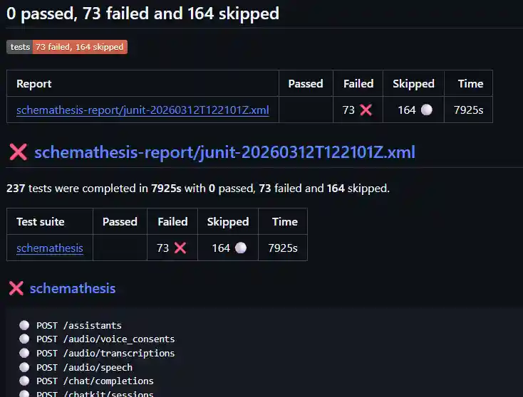 Run report screenshot Alt text