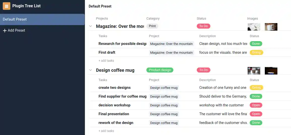 Screenshot of Tree Plugin