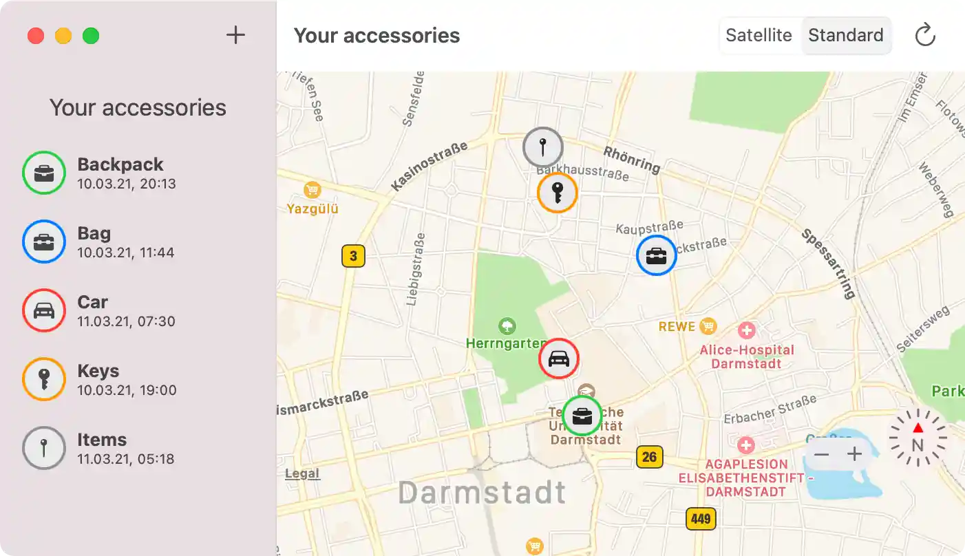 Screenshot of the app