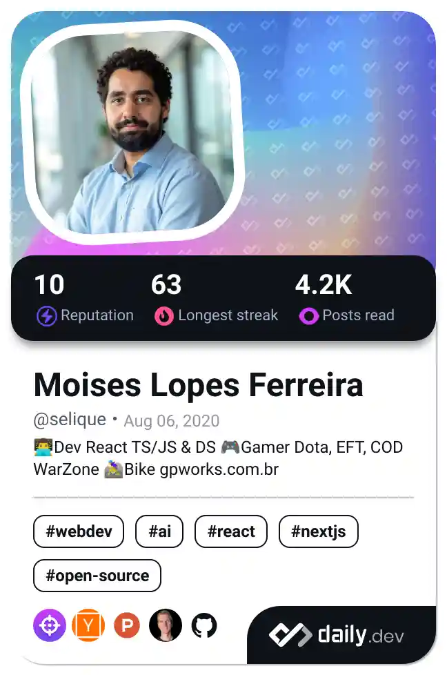 Moises Lopes Ferreira's Dev Card