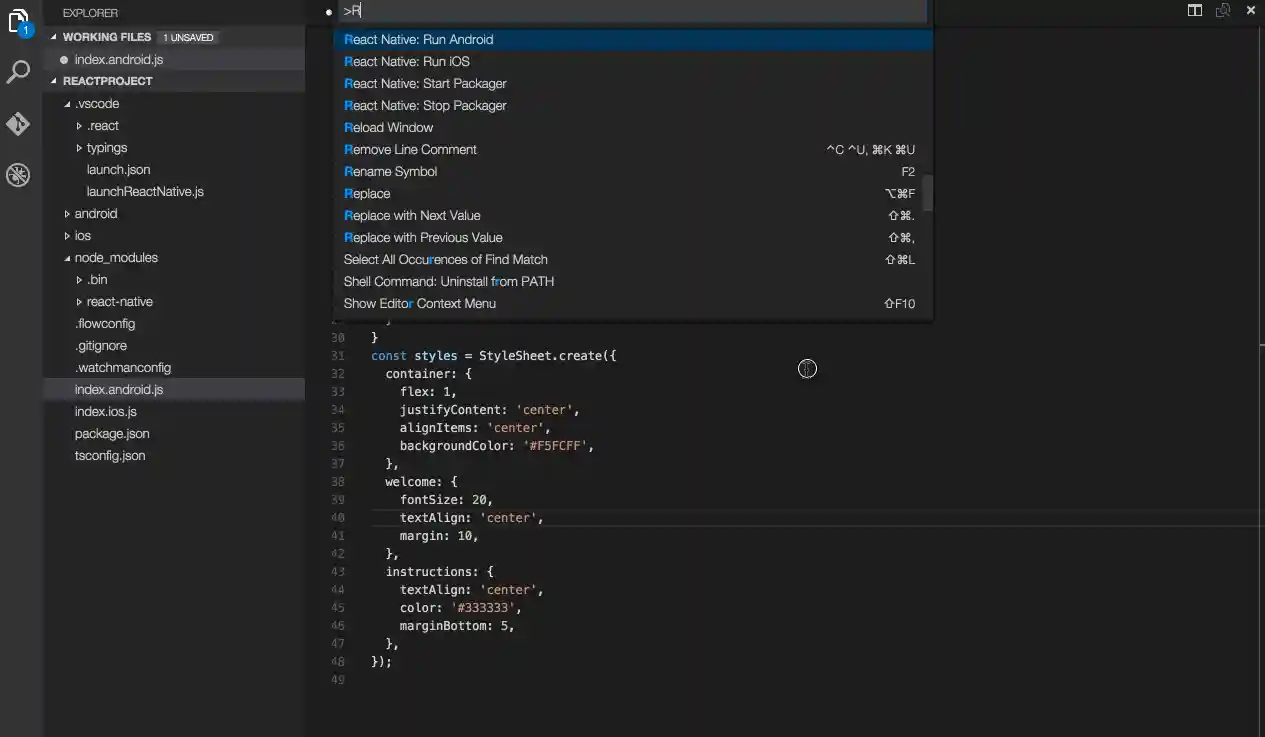 React Native features