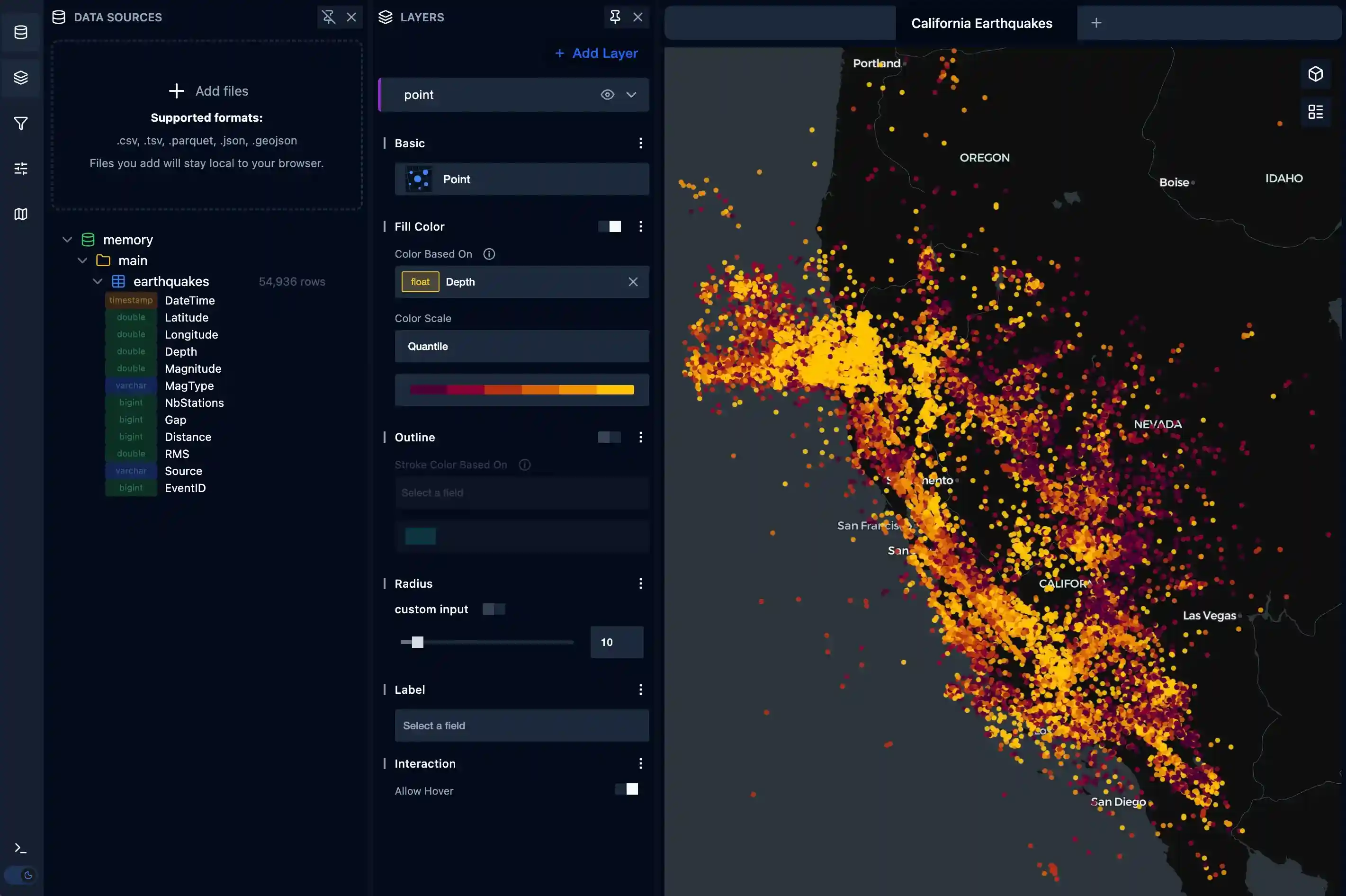SQLRooms Kepler.gl geospatial visualization example