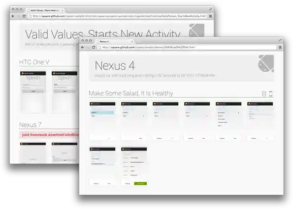 Results with screenshots