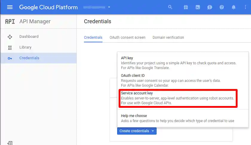 API Manager / Credentials