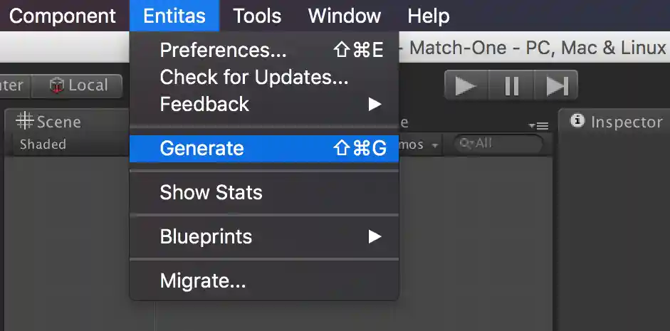 Entitas.Unity MenuItems