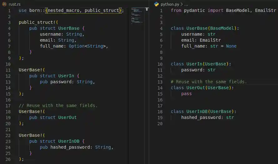 born python and rust comparision example