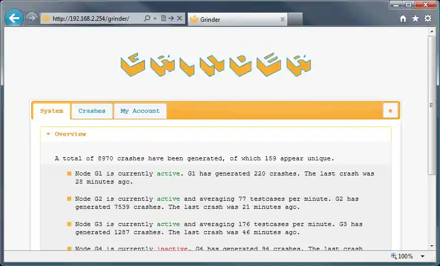Grinder Server Screenshot 1