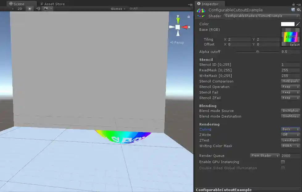 Configurable stencil shader inspector screenshot