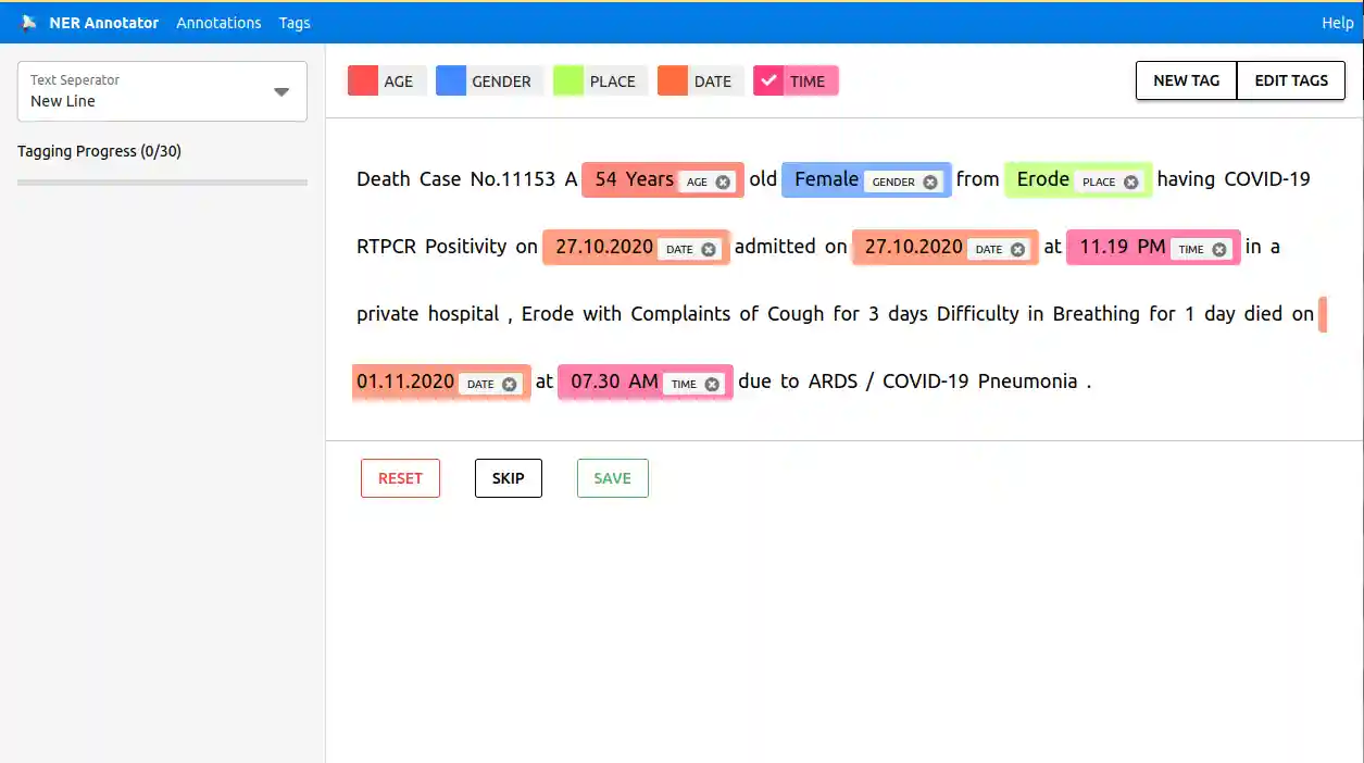 NER Annotator Screenshot