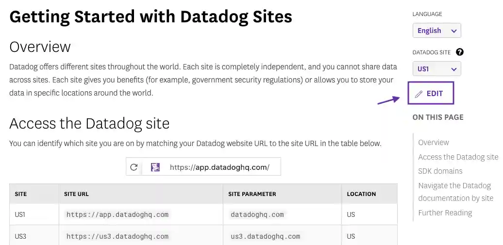 The edit button on a docs page