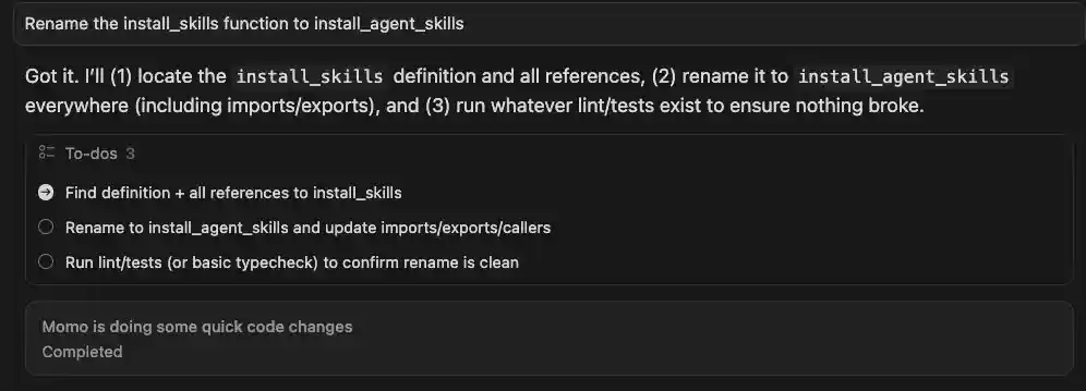 Momo working screenshot