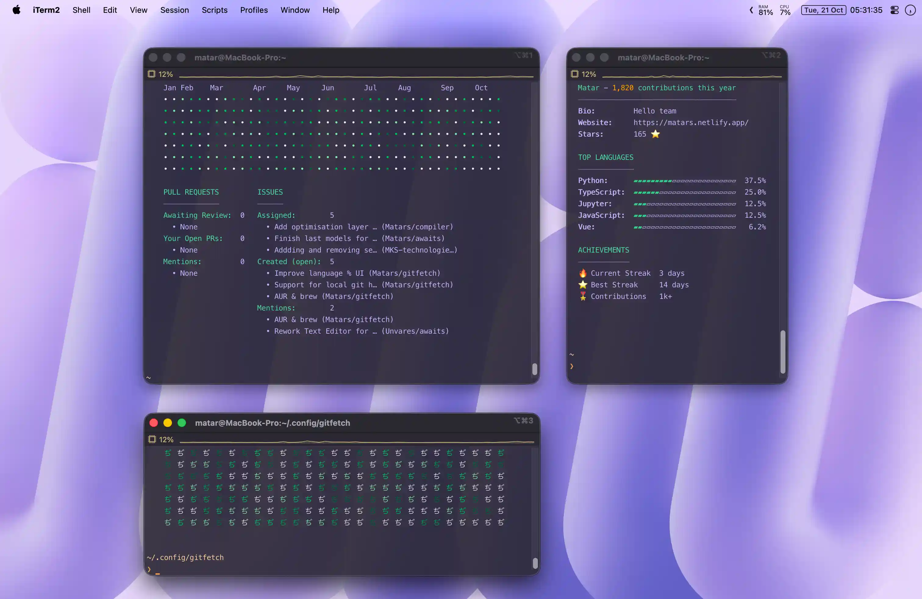 Minimal gitfetch configuration
