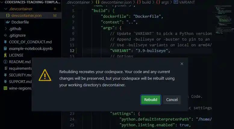 Recreating Codespace