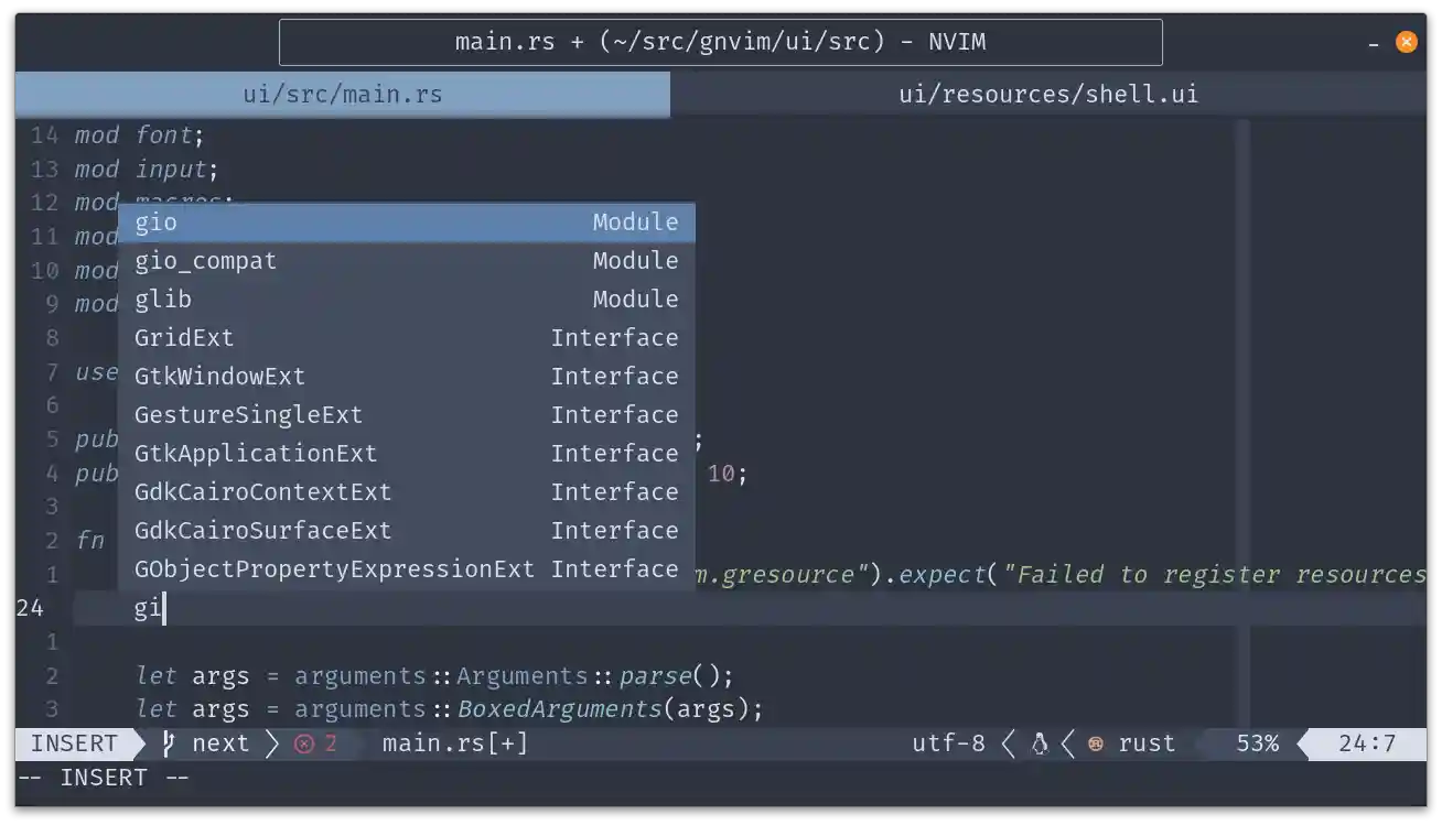 Screenshot of gnvim