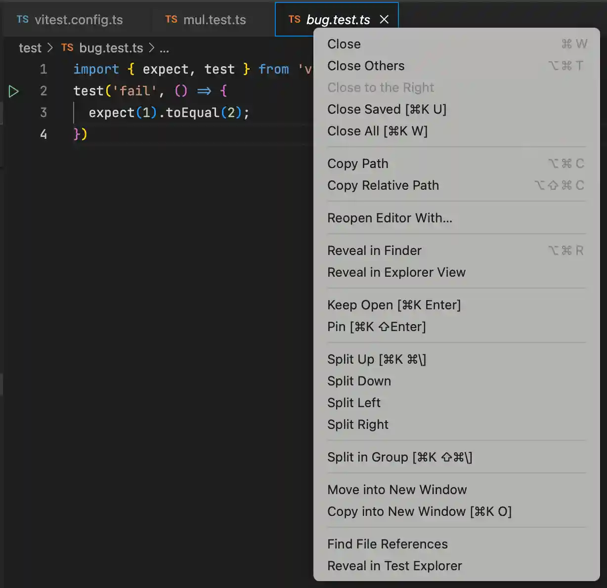 Reveal test in explorer