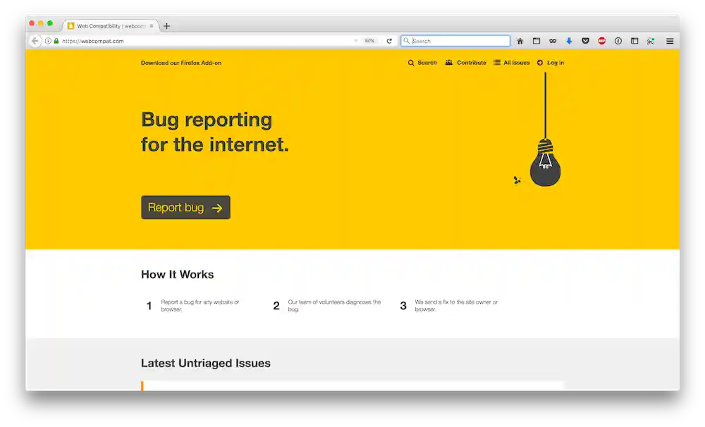 Screenshot of webcompat.com