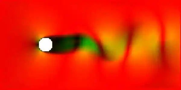 Lattice-Boltzmann 2D Vortex Shedding