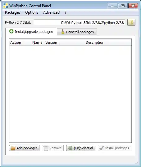 Winpython Control Panel scene
