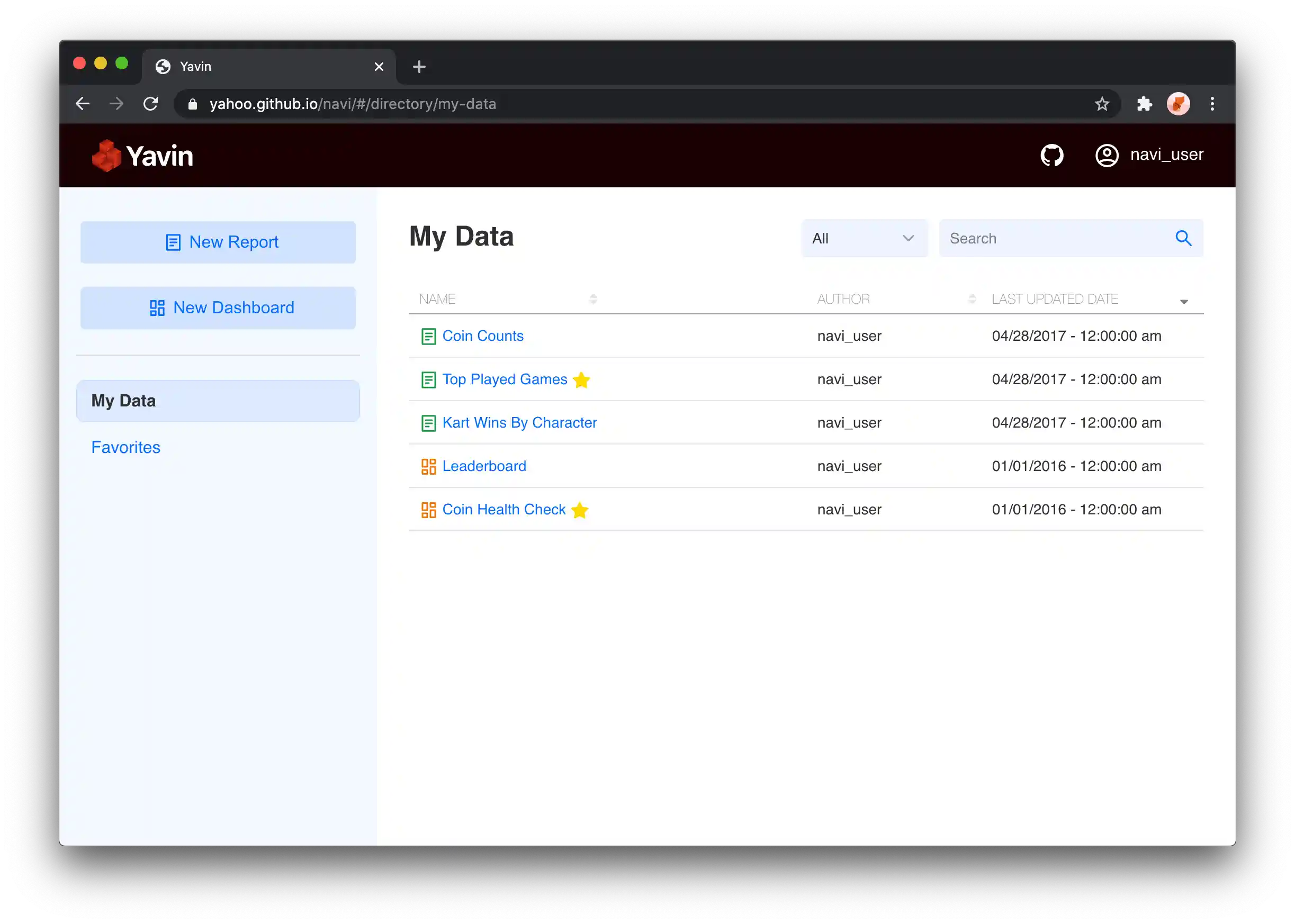 yavin demo app landing page