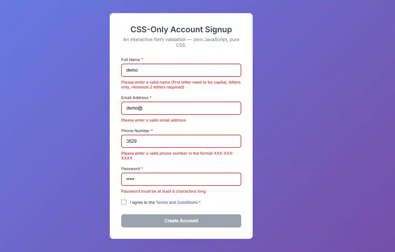 CSS Form Handling