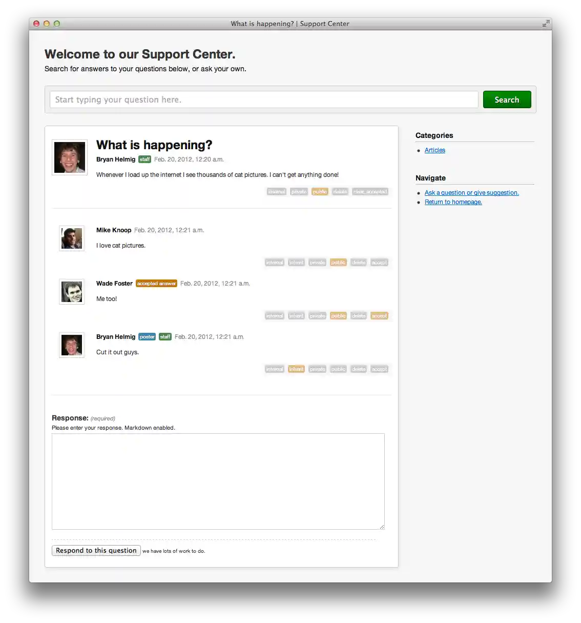 a common thread viewed by a moderator (staff)