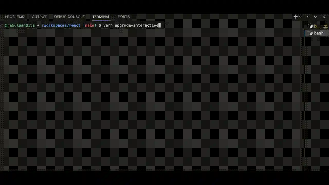 Example of interactive terminal command