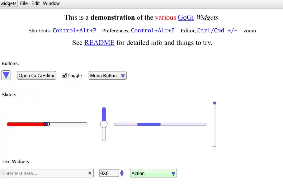 Screenshot of Widgets Demo