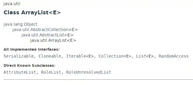 ArrayList class hierarchy