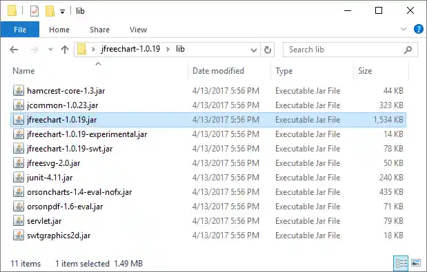 JFreeChart jar files