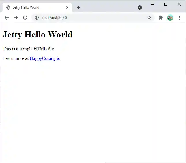 index.html file in the browser