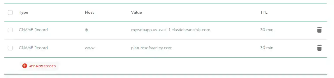 Namecheap DNS settings