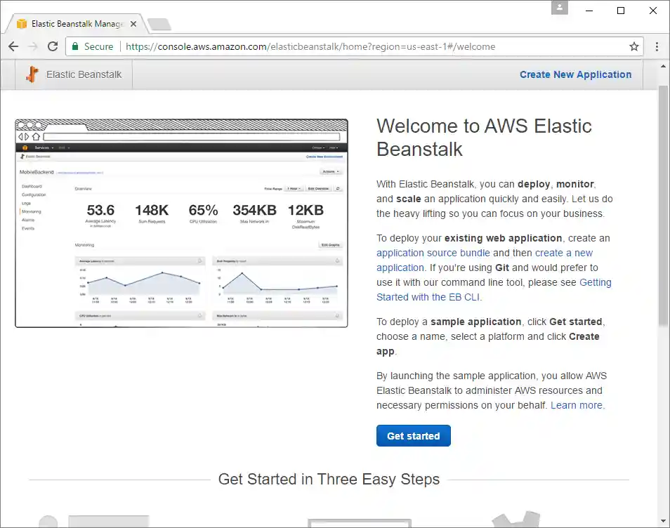 Elastic Beanstalk homepage