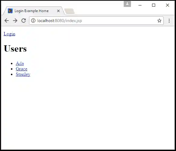 login example user pages