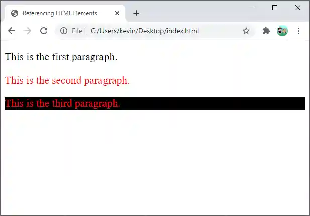 webpage with three paragraphs
