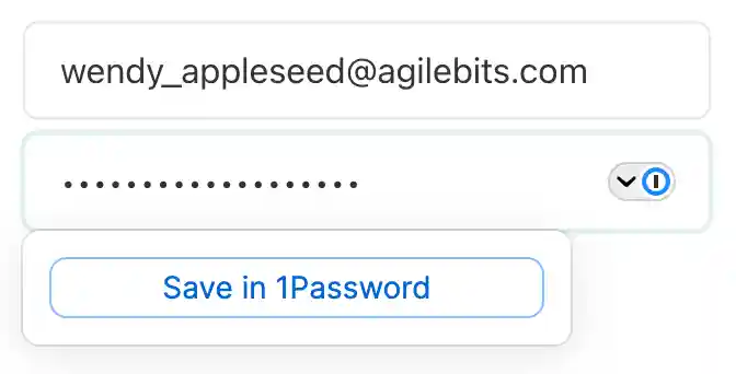 Saving a login inline with the 1Password browser extension.